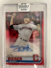 SHANE BIEBER 2019 CLEARLY AUTHENTIC RED /50 ON-CARD AUTO CLEVELAND INDIANS *7880