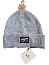 NWT Faherty Men Unisex Wool Blend Core Logo Beanie GRAY HEATHER One Size