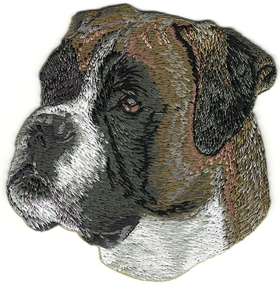 2 3/4''x2 3/4'' Boxer Dog Breed Portrait Iron On Embroidery Patch
