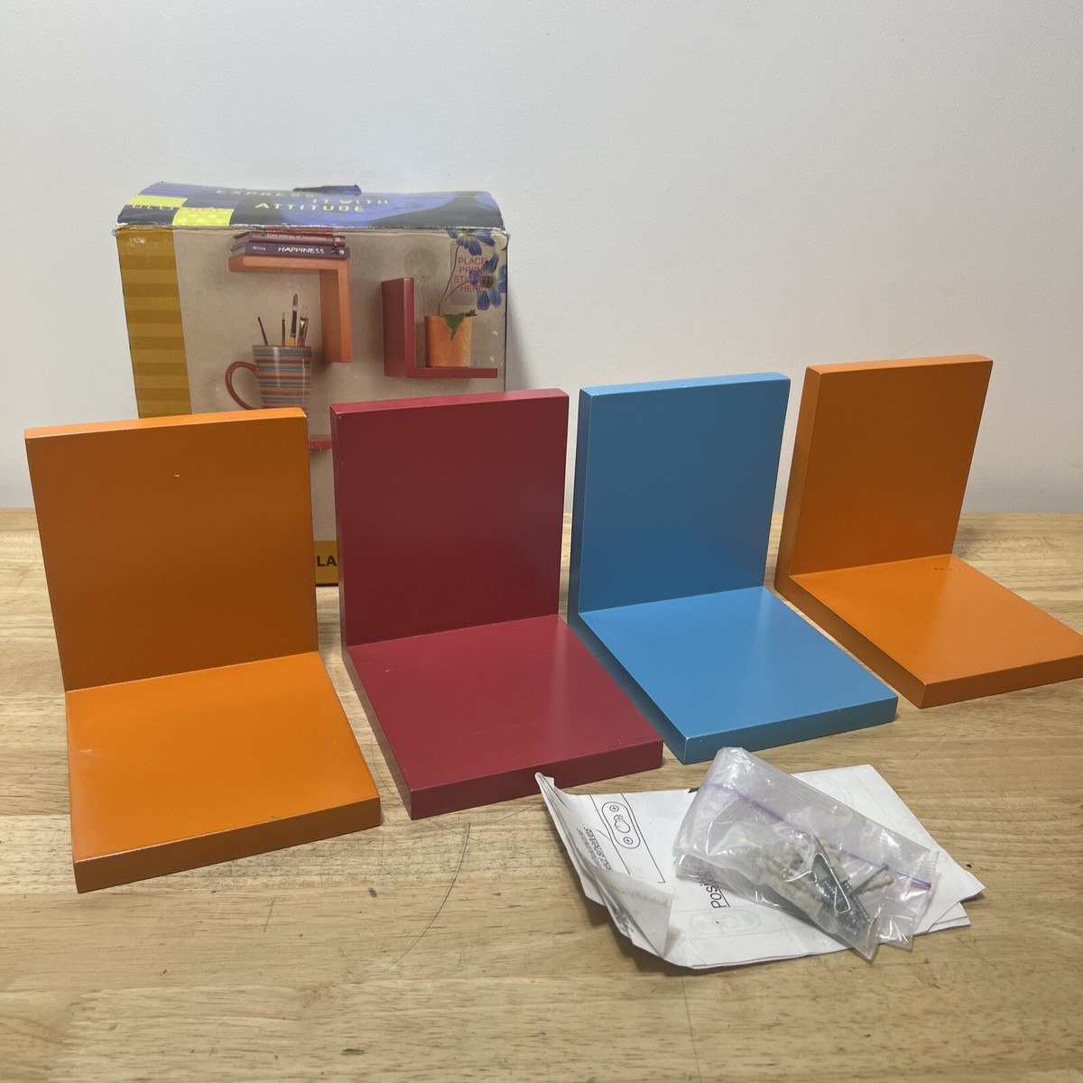 Y2K Vintage Colored Modular Accent Shelves Wall Mount 4 6” X 6” X