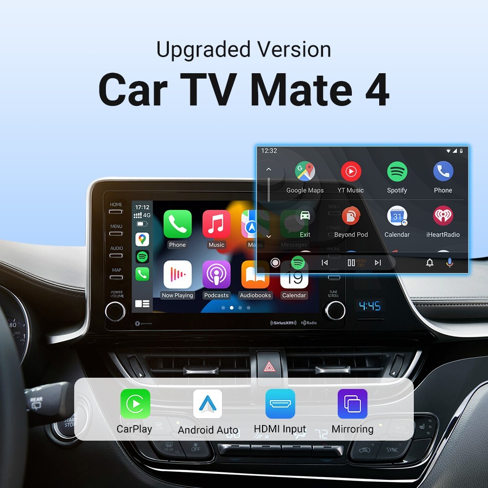 Ottocast Car TV Mate 4 Carplay&Android Auto Adapter w/HDMI Stream Video & Music
