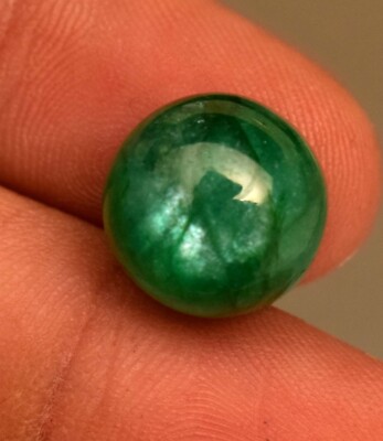 10.35 Ct Natural Zambian Emerald Cabochon Round Shape Loose Certified Gemstone
