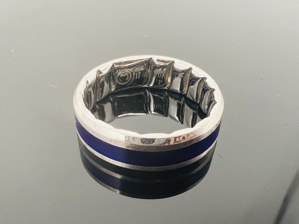 Mens MFit Wedding Band 10K White Gold Size 8 W/ Blue Ceramic Center | eBay