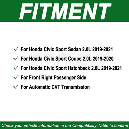 Front Right RH CV Axle Joint Assembly For Honda Civic Sport 2.0L CVT 2019-2021 - Picture 2 of 10