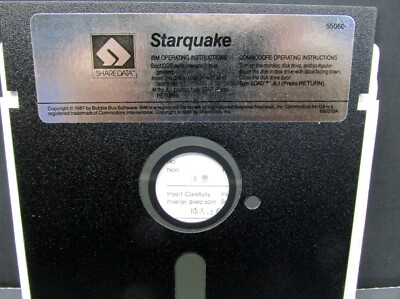 Starquake, Commodore 64 / 128 & IBM, Disk, Share Data '87, Disk Only, Never Used
