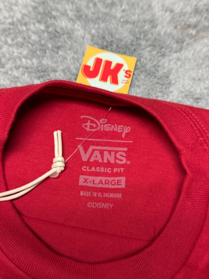 NEW Disney Vans Shirt Kids XL 50th Anniversary Mickey Minnie Mouse Red Paint — 第 3/4 张图片