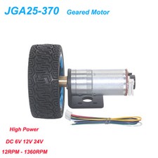 Geared Motor DC 6V 12V 24V With Encoder Tires High Torque Reversible 12-1360RPM