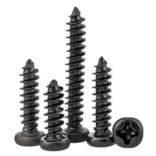 M1.0,1.2,1.4-3mm Pozi Button Pan Head Self-Tapping Screws Wood Screw Steel Black