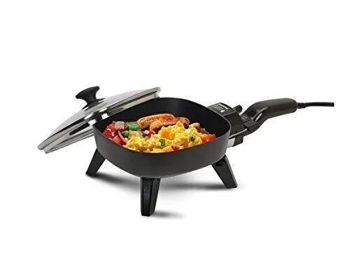 Electric Frying Pan With Glass Lid Cooking Skillet Small Mini Portable  Non-stick 717056115243