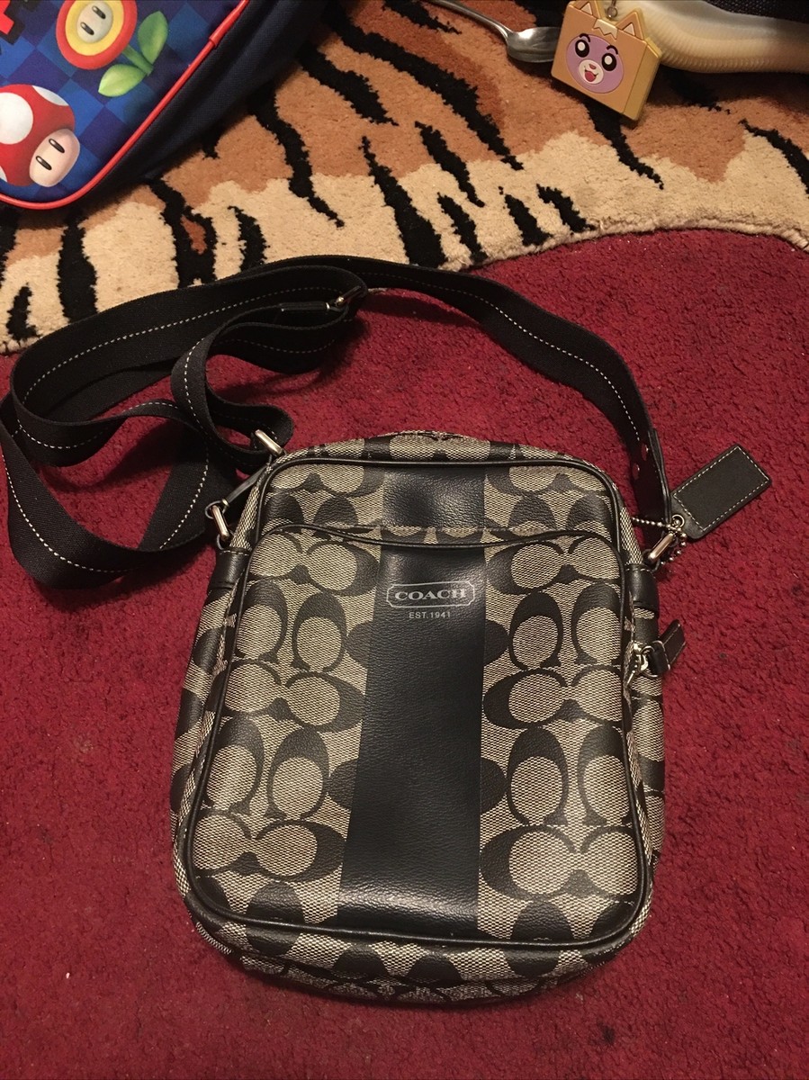 Authentic Coach Heritage Stripe Flight Shoulder Bag F70589 | eBay