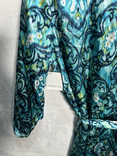NEW Liz Claiborne Women’s Blue Floral Robe & Nightgown Set Silky Lace Large NWT - Picture 12 of 12
