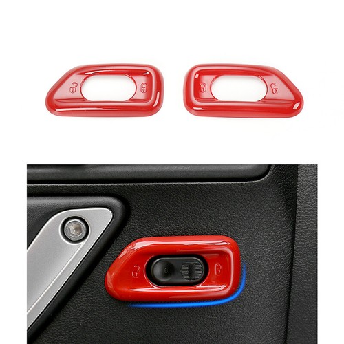Pair Carbon Fiber Door Lock Switch Button Cover Trim – For Jeep Wrangler JK 2011-2017, ABS Direct Fit, 1-Year Warranty