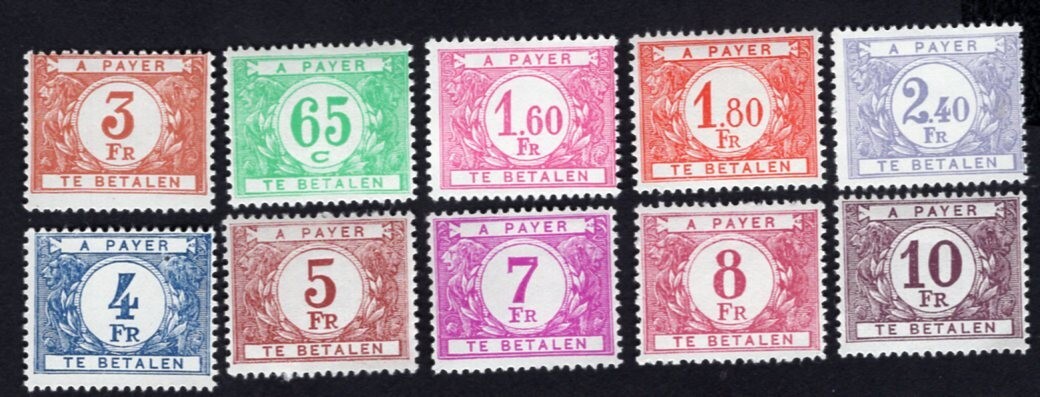 Belgium 1946 stamps Mi#Porto 46-55 START10%ONLY MH CV=96$