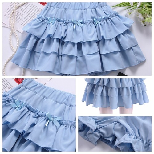 Kids Girls Miniskirt Birthday Skirt Waist Dress Solid Color Cute Stage Bowknot - Picture 3 of 19