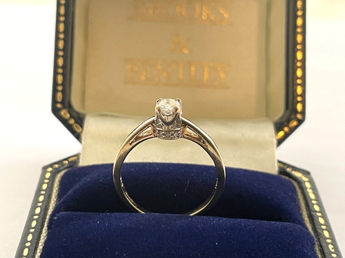 0.25ct Diamond Ring 9ct Gold Solitaire Diamond Engagement Vintage Ring - Size K - Picture 9 of 20
