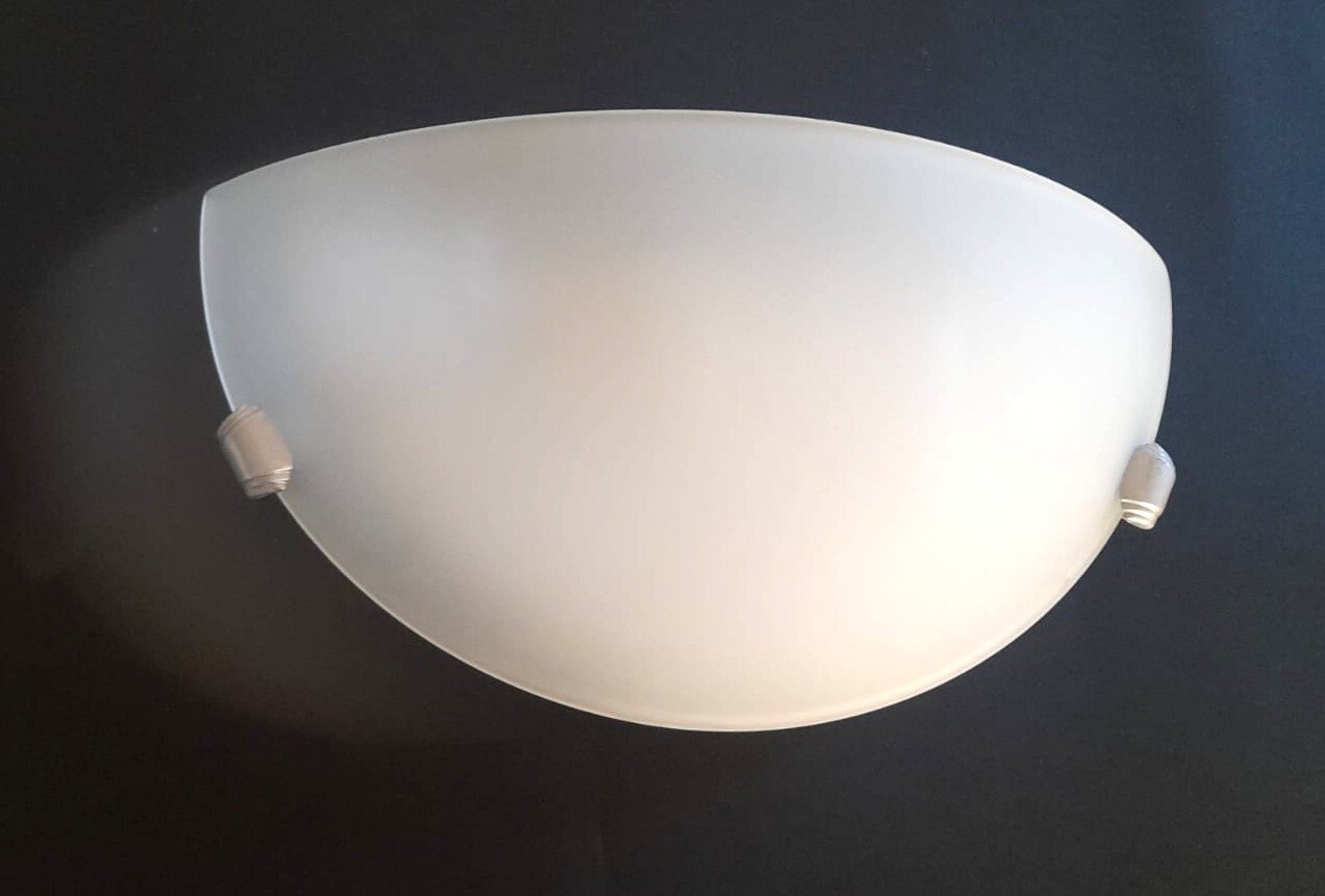 Offerta Applique Mezzaluna Vetro Bianco - Lampada Moderna Parete E27