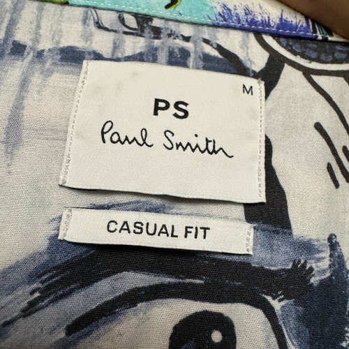 Paul Smith PS Sz M Medium Mens Pulp Print Short Sleeve Shirt Casual Fit Organic - Picture 5 of 9