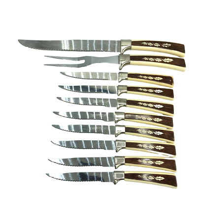 Vintage Regent Sheffield Cutlery Knife Set 10 Pieces Leaf Design Mid Century GUC