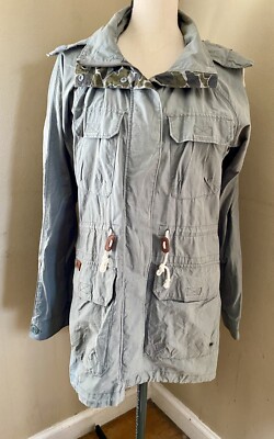 COLUMBIA Women's M Lightweight Full Zip Cotton Blend Utility Jacket Pockets Hood