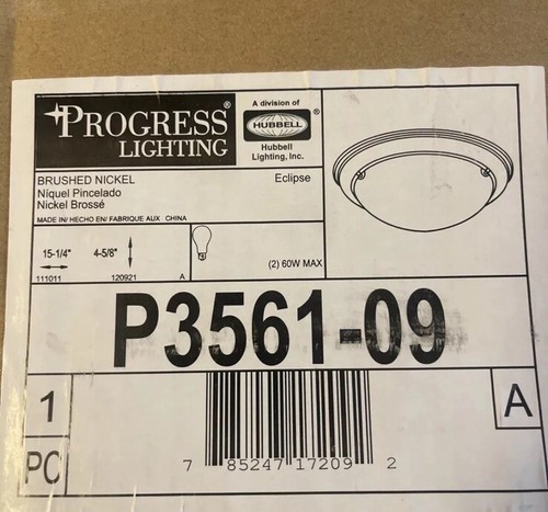 PROGRESS LIGHTING P3561-09 Eclipse 2-Light Close-to-Ceiling, 60 W, Brushed - Picture 2 of 2