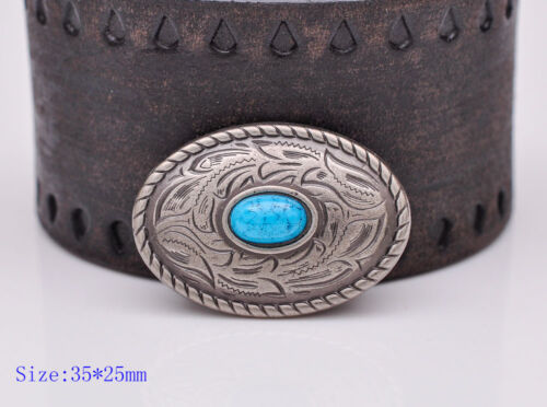 10pcs 35×25MM Oval Silver Turquoise Bead Floral Engraved Conchos Decor Screwback - Photo 1/10