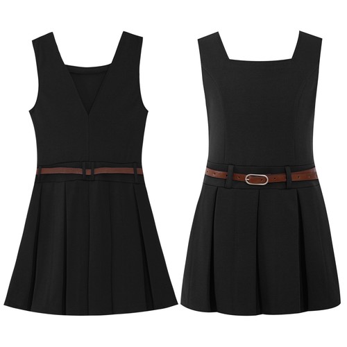 Kids Girls School Uniform Halloween Dress Square Neck Choir Holiday Sleeveless - 第 16/26 張圖片