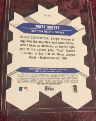 Matt Harvey 2013 Topps Chrome Card Close Connection Die Cut CC-MH