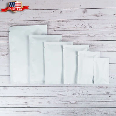 100 Matte White SlickSeal™ Flat Open Fill Pouches for Food Snack Packaging Bags - Image 1 of 4