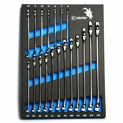 Capri Tools Combination Wrench Set, 19-Piece, Metric, Mechanic's Tray