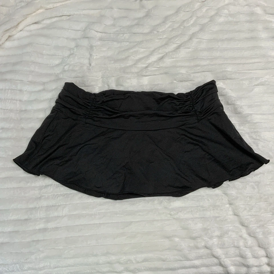 black y2k ruched waist micro mini swim bikini skirt - large - Image 3 of 4