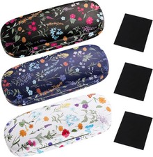 3 Pcs Eyeglasses Case Hard Shell Glasses Case Protective with Cleaning Cloth R
