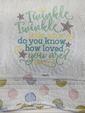 Embroidered Quilt Multicolor Polka Dot Trim Baby Quilt, Baby Blanket Girl or Boy