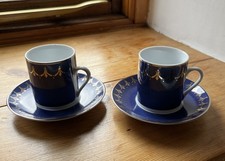 Two Vintage Porcelain Sheng Xing Espresso Cups And Saucers