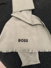 Image of Hugo Boss Men’s Scarf Grey Logo Designer Winter Warm Original Never Worn