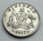 Photo of a 1957 Australia Sixpence from an eBay listing that sold on May 8, 2026