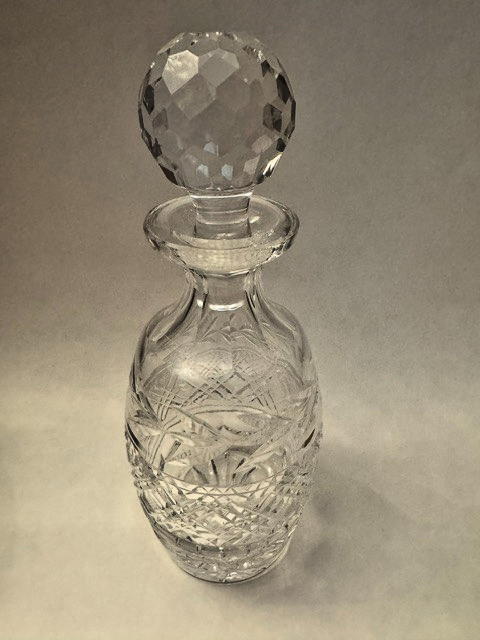 Waterford Crystal Georgian Strawberry decanter from Ireland — heavy, hand-cut, and genuinely heirloom-grade barware that'll outlast everyone in the room.