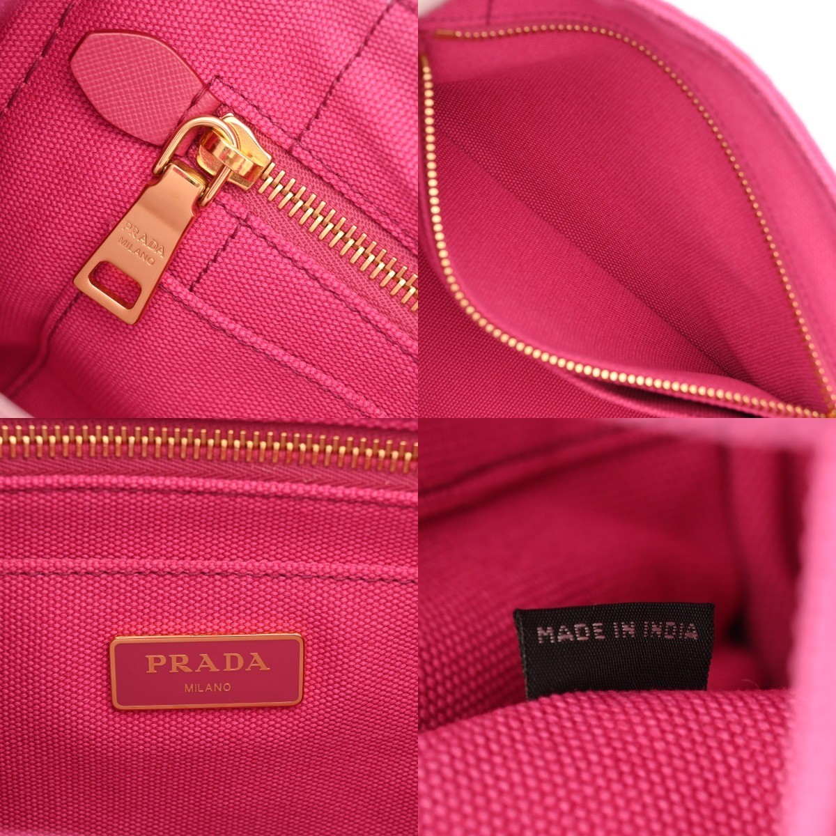PRADA Canapa Mini Pink 1BG439 Women s Canvas Handbag A Rank Used  from japan thumbnail 9