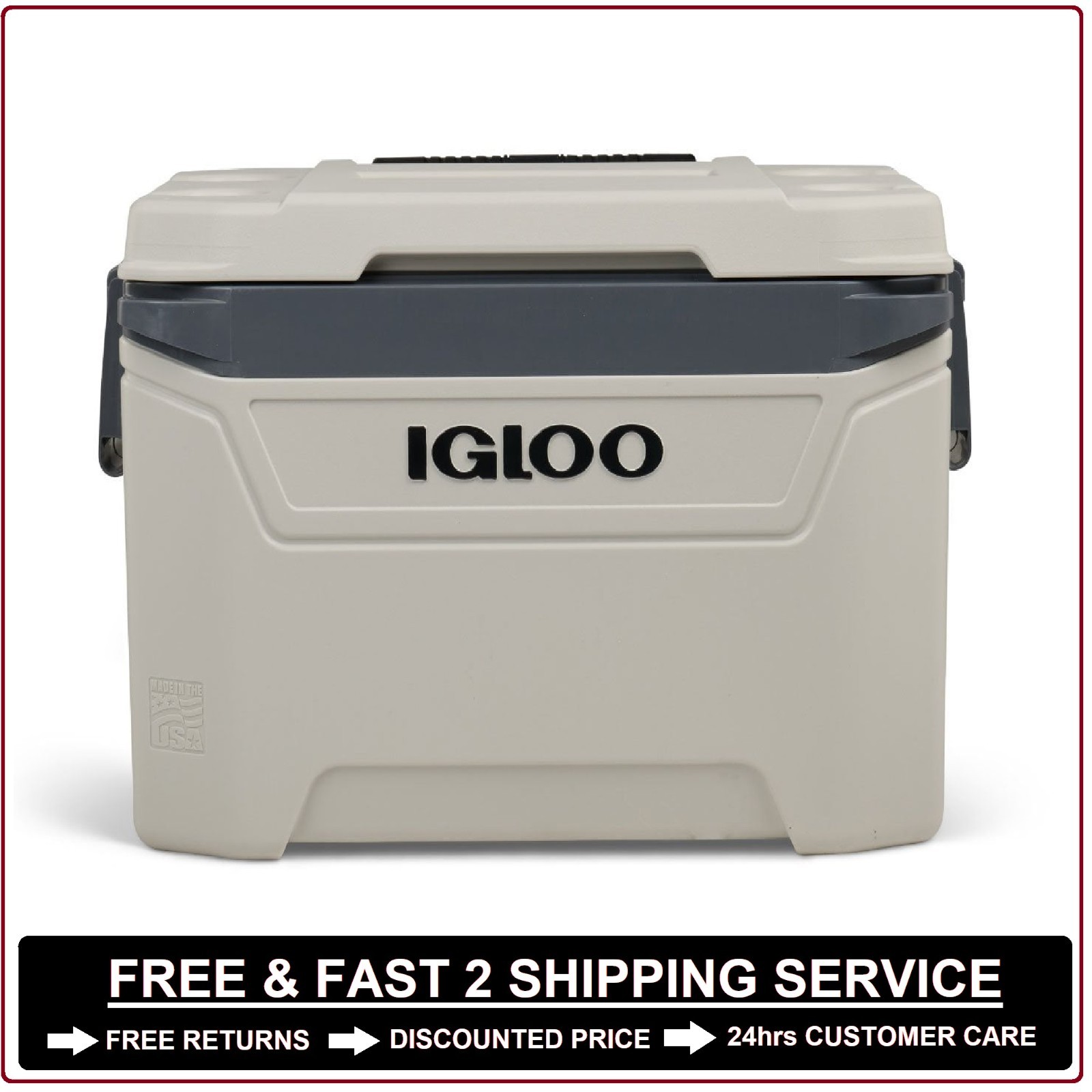 Igloo Bone White and Gray 60-Quart Sunset Roller Cooler
