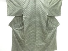 7734602: JAPANESE KIMONO / ANTIQUE KIMONO / SILK / TSUMUGI / WOVEN FLOWERS