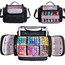 APOFFICE Marker Organizer Case Bag for 200-300 Markers 13" x 9" x 9.5", Black
