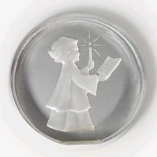 Vintage 1978 Danbury Mint Etched 24% Lead Crystal "Choir Boy" Paperweight