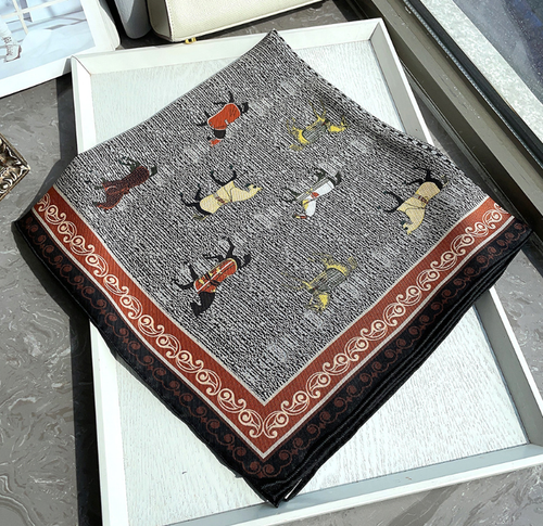100% Twill Silk Scarf Shawl Blue grid Print Neckerchief 65X65cm Square Bandanna  - Picture 3 of 3
