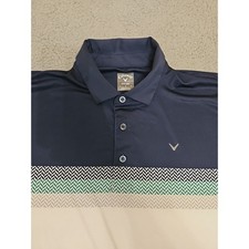 Callaway Opti Dry Polo Shirt Mens LARGE Short Sleeve Blue White Golf Striped