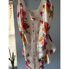 Vintage Victoria s Secret Floral Satin Lace Teddy Bodysuit Size P