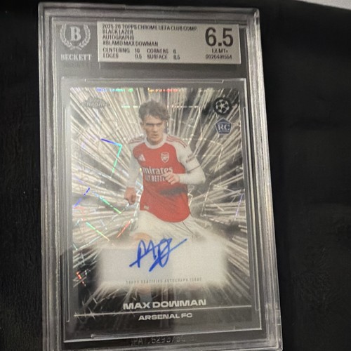 Max Dowman #BLA-MD 2025 Topps Chrome UEFA Black Lazer Autograph card