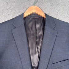 Lauren Ralph Lauren Blazer Mens 48L Blue Windowpane 2 Button Sport Coat Wool