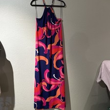 Trina Turk womens Milan Scrolling Floral Long Halter Maxi Dress S MSRP $198