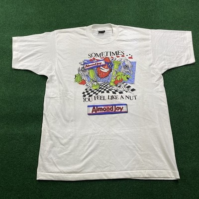 Vintage Almond Joy Shirt Mens XL White 90S Snack Feel Like A Nut Tee USA MADE