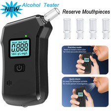 Professional Portable Breathalyzer Alcohol Tester LCD Display 5 Mouthpieces Gift