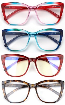 Cat Eye Oversized Retro Lesebrille Damen mit Federscharnieren 4 Farben DX88